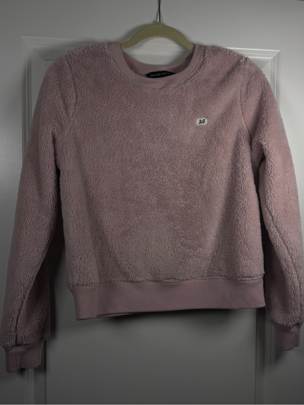 Abercrombie & Fitch Plush Crewneck Sweater - Light Mauve Pink